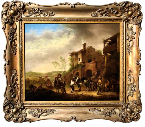 Horsemen Resting in the Village  Flemish Master, Mid-19th century